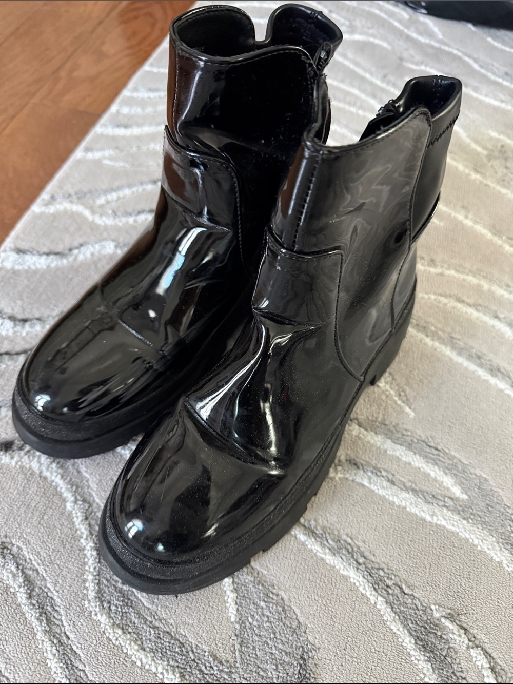 Steve Madden Glossy Black Combat Chelsea Boots